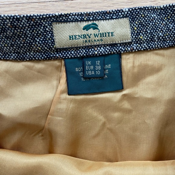Vintage Henry White Ireland Wool Silk Tweed Preppy Equestrian old money skirt Lg - Picture 5 of 5